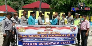 Sambut Hari Bhayangkara, Polres Gorut Salurkan 10 Ton Beras Ditengah Covid-19