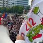 Massa saat menyampaikan aspirasi disekitar Senayan Rabu (24/6/20)