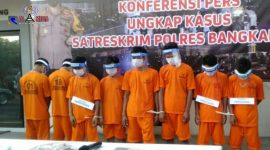8 tersangka pemerkosaan di Kecamatan Kokop saat diamankan di Mapolres Bangkalan
