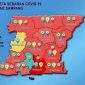 Peta sebaran Covid-19 di Kabupaten Sampang, 12 kecamatan zona merah, dua diantaranya zona biru dan kuning. 