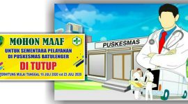 Pengumuman ditutupnya pelayanan Puskesmas Batulenger, Sokobanah, Sampang.  