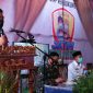 Kapolres Sampang (AKBP Didit Bambang Wibowo Saputro) saat menyampaikan sambutannya dalam kegiatan Launching Jatim Bermasker. 