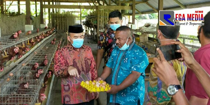 Kepala Dinas Pendidikan Propinsi Aceh (Rachmat Fitri) saat meninjau lokasi peternakan SMKN 1 Gandapura. 