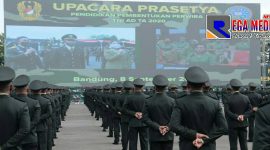 Saat berlangsungnya pelantikan 1198 Perwira lulusan Pendidikan Pembentukan Perwira (Diktukpa) TNI AD TA 2020.
