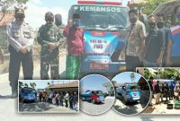 Dokumentasi Persatuan Wartawan Sampang (PWS): pemberangkatan armada tangki truk berisikan air bersih, berpose dengan Forkopimcam Torjun, droping air ke masjid dan kepada masyarakat.