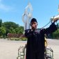Mashudi, Ketua Pemuda Pamekasan saat melakukan orasi tunggal didepan Arek Lancor Pamekasan