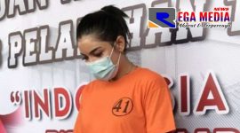 Selebgram Millen Cyrus saat mengikuti jumpa pers terkait kasus dugaan penyalahgunaan narkoba.