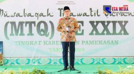 Bupati Badrut Tamam saat acara penutupan MTQ di Pamekasan
