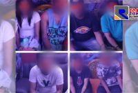 Sejumlah pria dan wanita saat di grebek polisi saat pesta narkoba didalam room karaoke di Pamekasan.