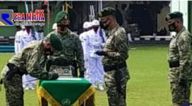 Suasana saat berlangsungny serah terima jabatan Danyonif Raider 509 Kostrad Jember kepada Danyonif yang baru.
