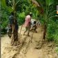 Aksi warga Desa Pandiyangan tanami jalan rusak dengan pohon pisang sebagai bentuk protes ke pemerintah.