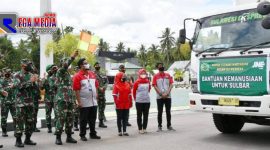 Danrem 133/Nani Wartabone, Brigjen TNI Bagus Antonov Hardito memimpin langsung pelepasan bantuan kemanusiaan untuk Sulbar.