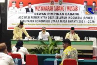 Musyawarah cabang Musyawarah Cabang (Muscab) Dewan Pimpinan Cabang (DPC) Asosiasi Pemerintah Desa Seluruh Indonesia Kabupaten Gorontalo Utara, digelar di Hotel Grand.