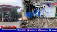 Pohon di SPBU Tanjungsari Surabaya Roboh Kerumah Warga