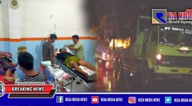 Korban kecelakaan saat mendapat perawatan di salah satu klinik kesehatan. Sementara polisi tengah mendatangi TKP dan mengecek truk.