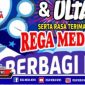Pamflet program share berita berhadiah Rega Media News.
