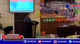 Direktur Utama Rega Media (Moh. Fauzan) saat menyampaikan sambutannya dalam acara HUT Rega Media Ke 5.