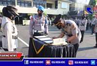 Suasana saat berlangsungnya serah terima jabatan dua perwira Polres Pelabuhan Tanjung Perak, Surabaya.