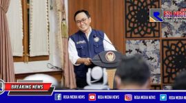 Bupati Pamekasan (Baddrut Tamam) saat memberi sambutan pembukaan Musrenbang tingkat Kabupaten Pamekasan tahun anggaran 2022, di Ruang Peringgitan dalam Pendopo Ronggosukowati Pamerkasan.