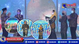 Didampingi Bupati-Wakil Bupati Sampang, Ketua TP PKK Provinsi Jawa Timur (Hj. Arumi Bachsin) saat  membuka langsung Grand Final Kacong-Cebbing Sampang 2021.