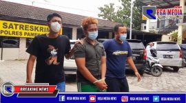 Pelaku saat digiring ke Mapolres Pamekasan.
