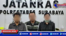 Tiga pelaku pencurian mobil enventaris Bank Jatim diamankan Jantanras Polrestabes Surabaya.