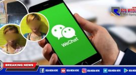 Bermodus di WeChat, tiga waria beserta barang buktinya saat diamankan di Mapolsek Genteng.