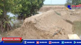 Lokasi tanggul jembol di Desa Pangarengan, Kecamatan Pangarengan, Sampang.