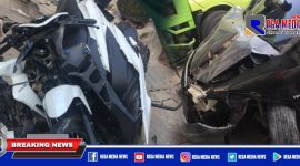 Dua unit kendaraan yang terlibat kecelakaan di jalan raya Torjunan, Kecamatan Robatal, Sampang.