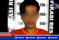 Tersangka (GP), saat diamankan di Mapolres Kediri.