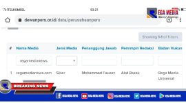 Capture gambar tampilan Rega Media News di website Dewan Pers.
