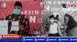 Bupati Sampang (H. Slamet Junaidi) saat disuntik vaksin covid-19 dosis pertama.