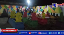 Usai di cat warna warni, pemakaman umun (kuburan) di kampung Kalabangan Daya, Kelurahan Dalpenang, Sampang, tampak indah.