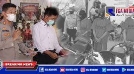 Kapolres Sampang (AKBP Abdul Hafidz) didampingi Kasat Reskrim (AKP Sudaryanto) saat ungkap kasus curanmor.