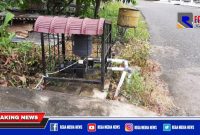 Mesin pompa air milik warga Lhokeutapang yang tersambung dengan pipa saluran PDAM Tirta Naga.
