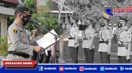Apel mutasi dan serah terima jabatan tiga Kapolsek jajaran Polres Sampang.
