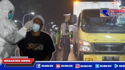 Petugas Gabungan Sekat & Rapid Test Pengendara Arah Sampang – Bangkalan