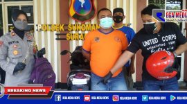Tersangka inisial BP dan barang buktinya diamankan di Mapolsek Sukomanunggal.