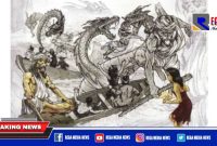 Sketsa legenda Tapak Tuan Tapa, di Kabupaten Aceh Selatan.