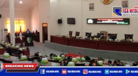 Suasana saat berlangsungnya rapat paripurna Penyampaian Nota Penjelasan Bupati tentang Raperda PAPBD tahun anggaran 2021.