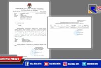 Caption: surat pemberitahuan pelantikan Sekretaris Komisi Independen Pemilihan (KIP) Kabupaten Aceh Selatan oleh KPU RI. 