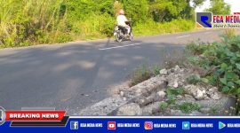 Caption: lokasi hilangnya kabel Penerangan Jalan Umum (PJU) di Desa Bilaporah, Bangkalan.