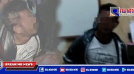 Terduga pelaku curanmor yang mengalami gangguan jiwa saat ditangkap warga dan diamankan di Mapolres Sampang.