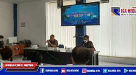 Caption: saat berlangsungnya sosialisasi bea cukai bersama awak media di aula kantor Diskominfo Sampang.