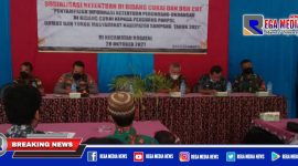 Caption: saat berlangsungnya sosialisasi ketentuan perundang-undangan di bidang Cukai dan DBHCHT di pendopo Kecamatan Robatal, Sampang.