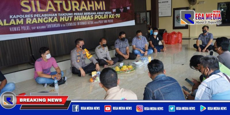 Caption: suasana berlangsungnya silaturahmi Kapolres Pelabuhan Tanjung Perak bersama awak media.