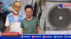 Caption: tersangka inisial (HQ) dan (M) serta barang buktinya diamankan di Mapolsek Pabean Cantikan.