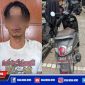 Caption: tersangka curanmor (inisial HHS) dan barang buktinya diamankan di Mapolsek Tambaksari.