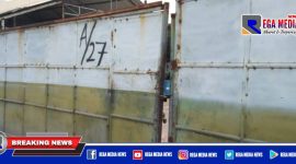Caption: pagar gudang tempat pengelolahan minyak jelantah diduga bodong tampak tertutup.