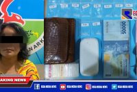 Caption: tersangka inisial MT dan barang buktinya diamankan di Mapolrestabes Surabaya.